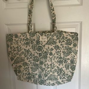 Sezane Italia floral canvas tote bag green flowers
